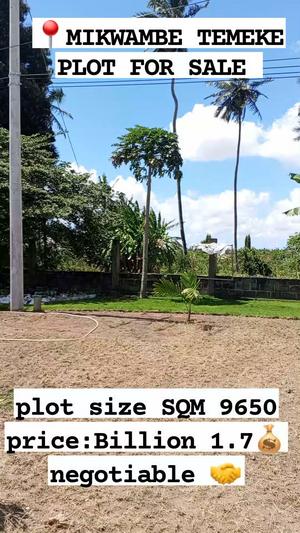 Residential Plot for Sale in Mikwambe Temeke, Dar Es Salaam (9650 sqm) Residential Plot for Sale in Mikwambe Temeke, Dar Es Salaam (9650 sqm)