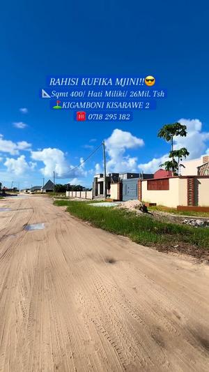 Plot for sale in Kigamboni Kisarawe 2 (Kibada), Dar Es Salaam sqm 400