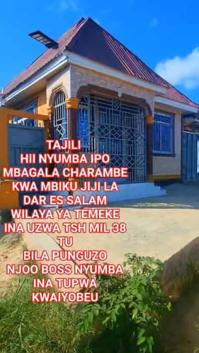 Nyumba ya vyumba vinne inauzwa Mbagala Charambe Kwa Mbiku, Dar Es Salaam