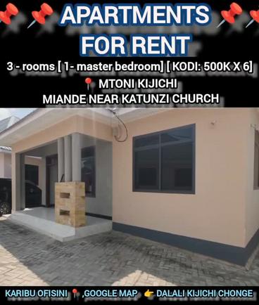3 Bedrooms Apartment for Rent in Mtoni Kijichi Miande, Dar Es Salaam 3 Bedrooms Apartment for Rent in Mtoni Kijichi Miande, Dar Es Salaam
