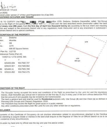 Kiwanja kinauzwa Mtumba, Dodoma (696 sqm) Kiwanja kinauzwa Mtumba, Dodoma (696 sqm)
