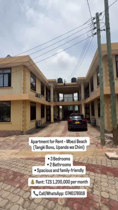 Apartment ya vyumba vitatu inapangishwa Mbezi Beach, Dar Es Salaam