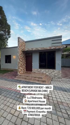 Apartment ya vyumba viwili inapangishwa Mbezi Beach, Dar Es Salaam