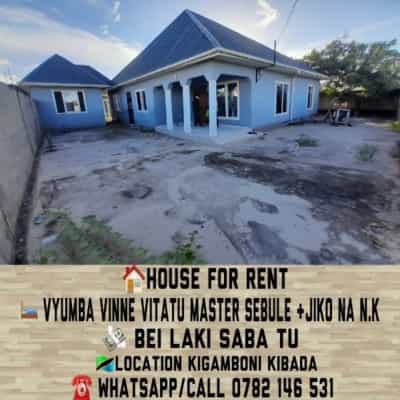 Nyumba ya vyumba vinne inapangishwa Kigamboni Kibada, Dar Es Salaam