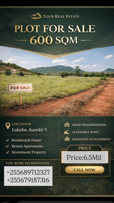 Plot for sale in Lukobe, Morogoro
