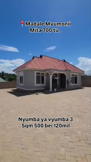Nyumba ya vyumba vitatu inauzwa Madale Mvumoni, Dar Es Salaam (500 sqm)