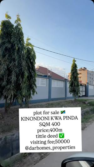 Plot for sale in Kinondoni Kwa Pinda, Dar Es Salaam sqm 400 Plot for sale in Kinondoni Kwa Pinda, Dar Es Salaam sqm 400