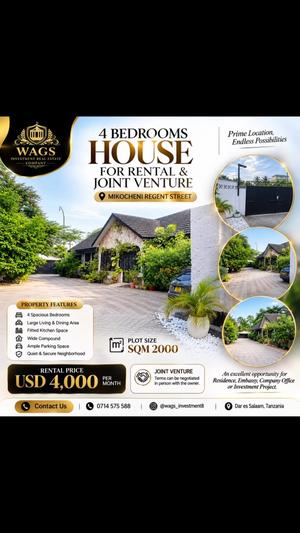 4 Bedrooms House for Rent in Mikocheni Regent Street, Dar Es Salaam 4 Bedrooms House for Rent in Mikocheni Regent Street, Dar Es Salaam