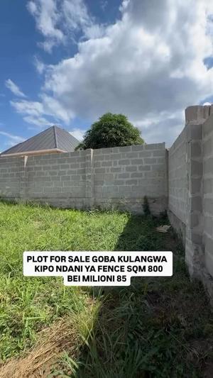 Kiwanja kinauzwa Goba Kulangwa, Dar Es Salaam (800 sqm) Kiwanja kinauzwa Goba Kulangwa, Dar Es Salaam (800 sqm)