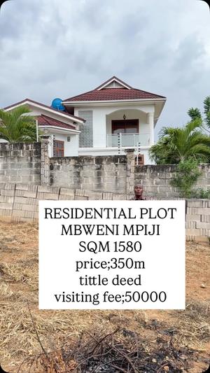 Residential Plot for Sale in Mbweni Mpiji, Dar Es Salaam (1580 sqm) Residential Plot for Sale in Mbweni Mpiji, Dar Es Salaam (1580 sqm)