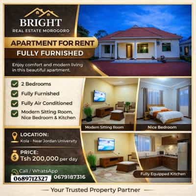 2 Bedrooms Furnished House/Apartment for Rent in Morogoro
