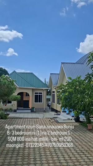Apartment ya vyumba vitatu inauzwa Bunju B, Dar Es Salaam (800 sqm)
