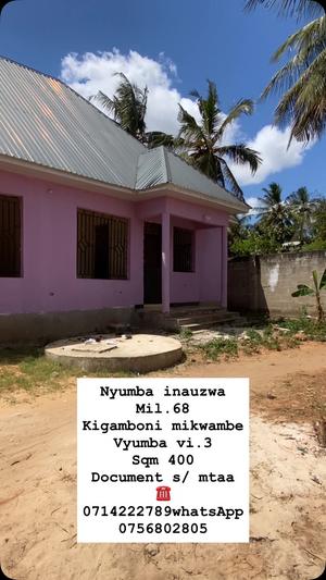 Nyumba ya vyumba vitatu inauzwa Kigamboni Mikwambe, Dar Es Salaam (400 sqm) Nyumba ya vyumba vitatu inauzwa Kigamboni Mikwambe, Dar Es Salaam (400 sqm)
