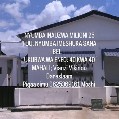 Nyumba inauzwa Vikindu, Pwani (1600 sqm)