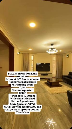 5 Bedrooms House for Sale in Mbweni Jkt, Dar Es Salaam (1300 sqm)