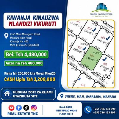 Kiwanja kinauzwa Mlandizi Vikuruti, Pwani (448 sqm)