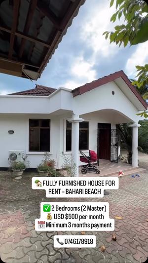 Nyumba (Furnished) ya vyumba viwili inapangishwa Bahari Beach, Dar Es Salaam