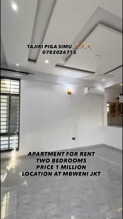 Nyumba ya vyumba viwili inapangishwa Mbweni JKT, Dar Es Salaam