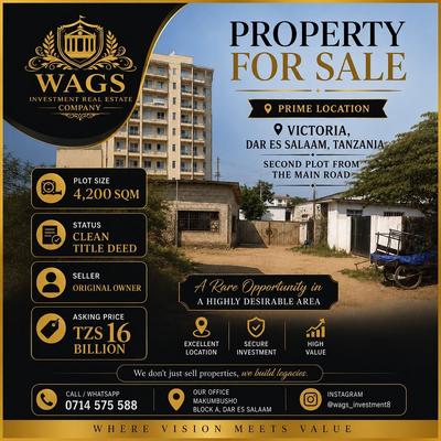 Kiwanja kinauzwa Victoria, Dar Es Salaam sqm 4500 Kiwanja kinauzwa Victoria, Dar Es Salaam sqm 4500
