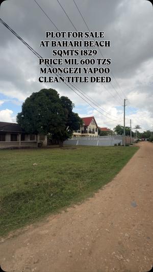 Plot for sale in Bahari Beach, Dar Es Salaam sqm 1829
