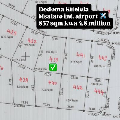 Kiwanja kinauzwa Dodoma sqm 837 Kiwanja kinauzwa Dodoma sqm 837