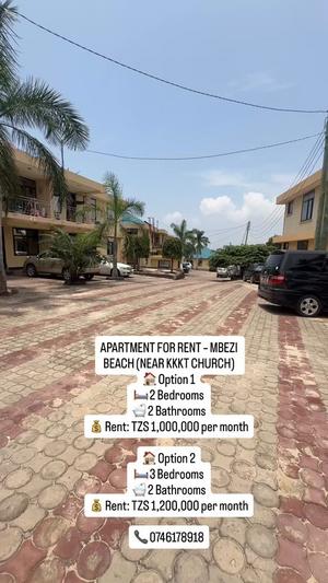 Apartment ya vyumba vitatu inapangishwa Mbezi Beach, Dar Es Salaam