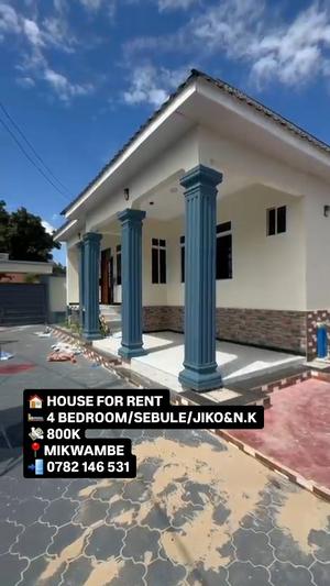 Nyumba ya vyumba vinne inapangishwa Kigamboni Mikwambe, Dar Es Salaam