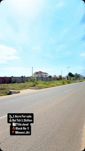 Plot for sale in Mbweni Jkt, Dar Es Salaam acre 1 Plot for sale in Mbweni Jkt, Dar Es Salaam acre 1