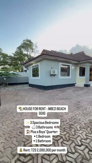 3 Bedrooms House for Rent in Mbezi Beach Goig, Dar Es Salaam 3 Bedrooms House for Rent in Mbezi Beach Goig, Dar Es Salaam