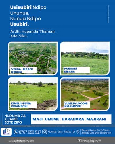 Viwanja vinauzwa Kigamboni Mwembemdogo, Kigamboni Ras Bamba, Kigamboni Cheka, Kigamboni Kimbiji Puna, Kibaha Pangani, Kibamba Kibwegere, Kibahe Visiga, Bagamoyo Kerege, Dar Es Salaam