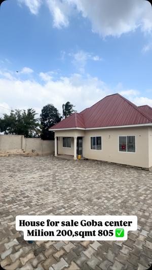 Nyumba ya vyumba vitatu inauzwa Goba Center, Dar Es Salaam (850 sqm) Nyumba ya vyumba vitatu inauzwa Goba Center, Dar Es Salaam (850 sqm)