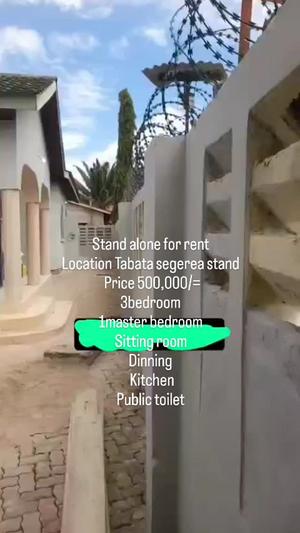 Nyumba ya vyumba vitatu inapangishwa Tabata Segerea, Dar Es Salaam