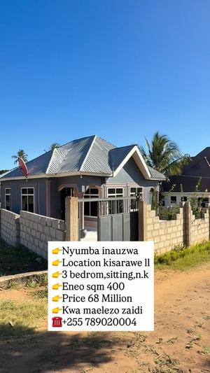 Nyumba ya vyumba vitatu inauzwa Kigamboni Kibada Kisarawe Ii, Dar Es Salaam (400 sqm)