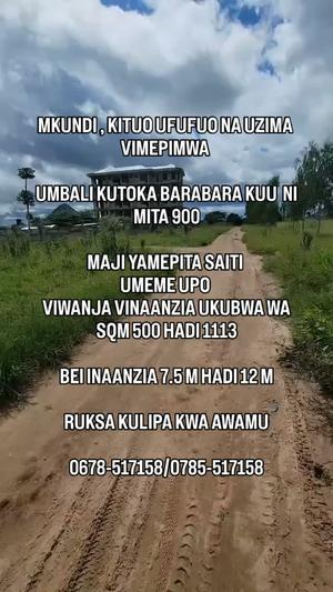 Viwanja vinauzwa Mkundi, Morogoro sqm 500 Viwanja vinauzwa Mkundi, Morogoro sqm 500