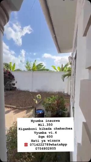Nyumba ya vyumba vinne inauzwa Kigamboni Kibada Chekechea, Dar Es Salaam (600 sqm) Nyumba ya vyumba vinne inauzwa Kigamboni Kibada Chekechea, Dar Es Salaam (600 sqm)