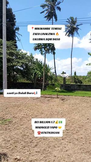 Residential Plot for Sale in Mikwambe Temeke, Dar Es Salaam (9650 sqm) Residential Plot for Sale in Mikwambe Temeke, Dar Es Salaam (9650 sqm)