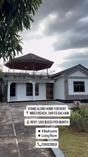 Nyumba ya vyumba vinne inapangishwa Mbezi Beach, Dar Es Salaam