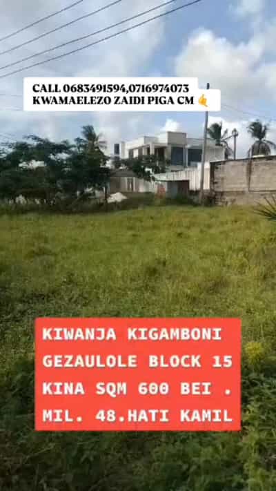 Kiwanja kinauzwa Kigamboni Gezaulole, Dar Es Salaam (600 sqm)