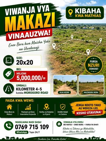 Residential Plot for Sale in Kibaha Kwa Mathias, Pwani (400 sqm)