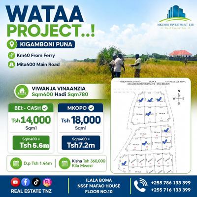 Residential Plots for Sale in Kigamboni Puna, Dar Es Salaam (400 sqm) Residential Plots for Sale in Kigamboni Puna, Dar Es Salaam (400 sqm)