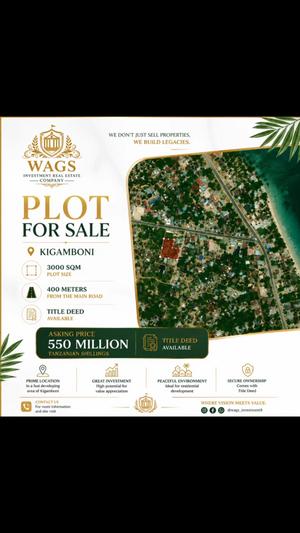 Kiwanja kinauzwa Kigamboni, Dar Es Salaam (3000 sqm)