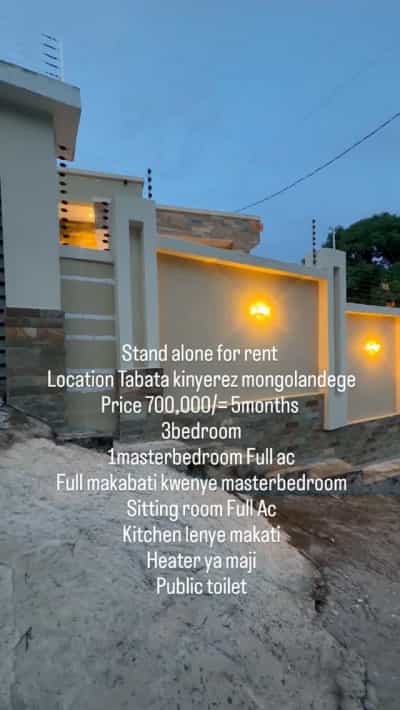 Nyumba ya vyumba vitatu inapangishwa Tabata Kinyerez Mongolandege, Dar Es Salaam