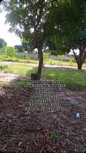 Viwanja vinauzwa Kerege Kwa Kiwete, Pwani sqm 400
