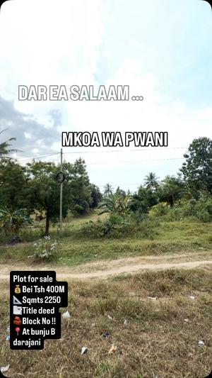 Kiwanja kinauzwa Bunju B Darajani, Dar Es Salaam sqm 2250 Kiwanja kinauzwa Bunju B Darajani, Dar Es Salaam sqm 2250