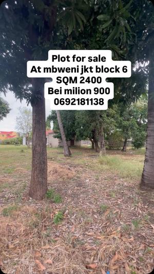 Plot for sale in Mbweni Jkt, Dar Es Salaam sqm 2400 Plot for sale in Mbweni Jkt, Dar Es Salaam sqm 2400