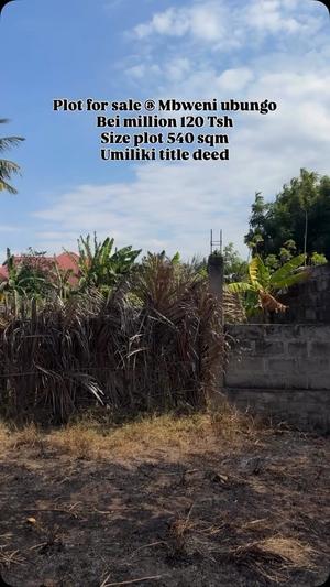 Kiwanja kinauzwa Mbweni Ubungo, Dar Es Salaam (540 sqm) Kiwanja kinauzwa Mbweni Ubungo, Dar Es Salaam (540 sqm)