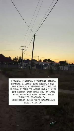Kiwanja kinauzwa Kibada Shangwe, Dar Es Salaam sqm 1100 Kiwanja kinauzwa Kibada Shangwe, Dar Es Salaam sqm 1100