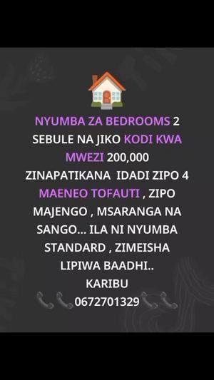 2 Bedrooms House for Rent in Moshi Mjini, Kilimanjaro