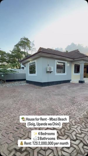 4 Bedrooms House for Rent in Mbezi Beach, Dar Es Salaam