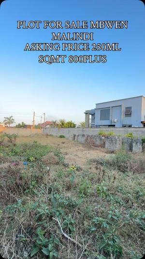 Kiwanja kinauzwa Mbweni Malindi, Dar Es Salaam (800 sqm)